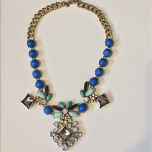 J Crew Blue Gold Statement Necklace